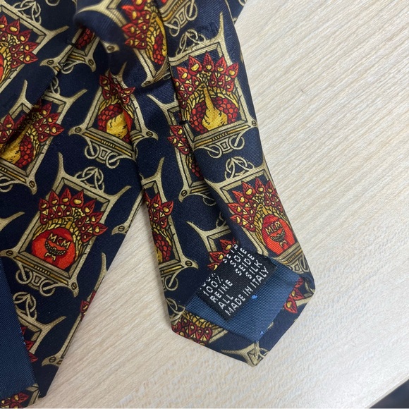 MCM Peacock Logo Print Necktie Silk Novelty Animal Designer - Picture 4 of 7